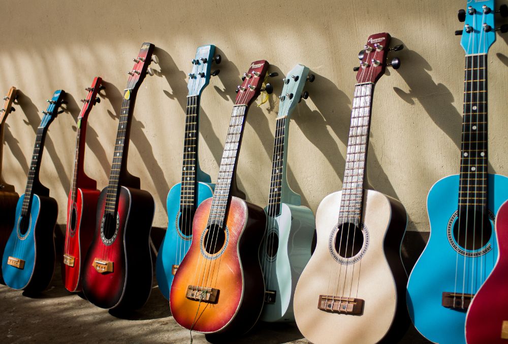 Colorful music guitars