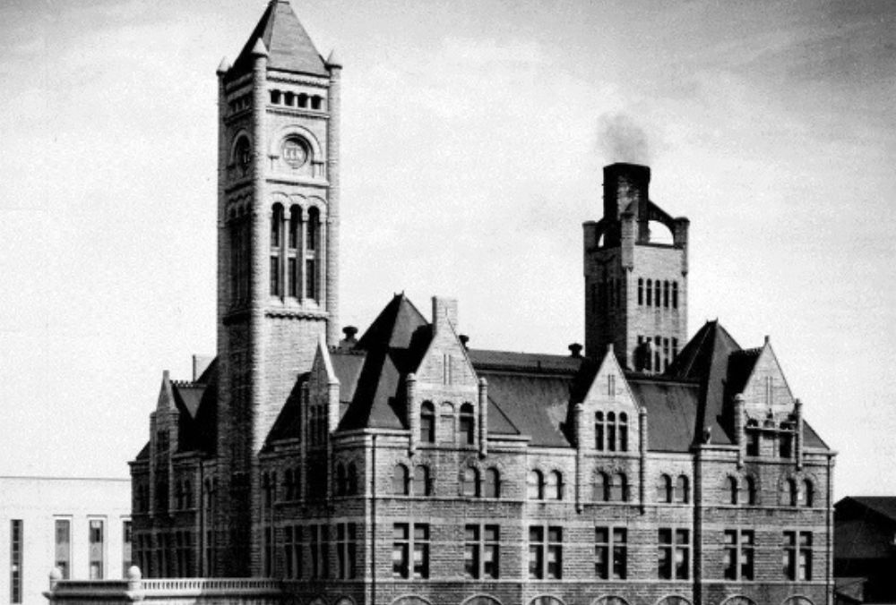 Historical black and white photograph of Union Station